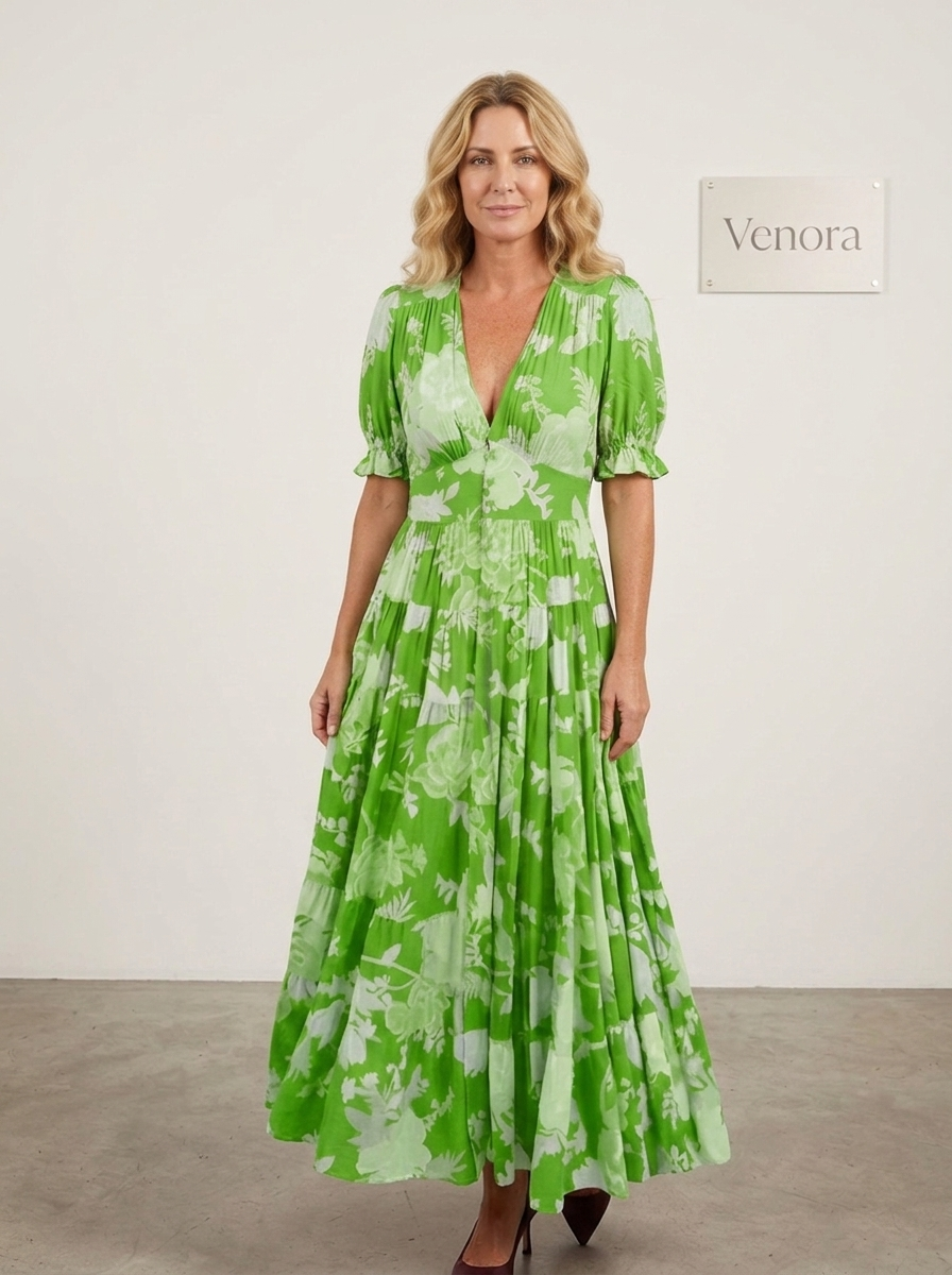 Rosa™ | Elegante V-Hals bloemen jurk