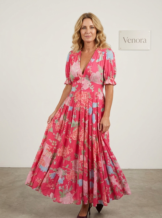 Rosa™ | Elegante V-Hals bloemen jurk