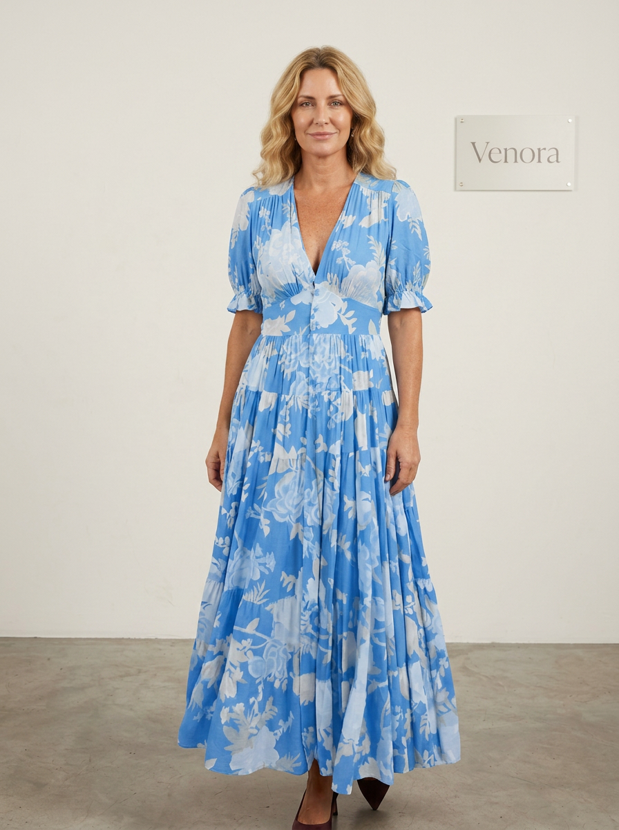 Rosa™ | Elegante V-Hals bloemen jurk
